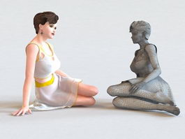 Beautiful Lady Sitting 3d model preview
