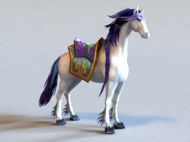 Blue and White Horse 3d rendering