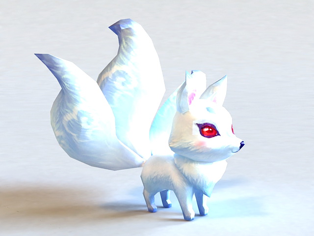 Anime White Fox 3d rendering