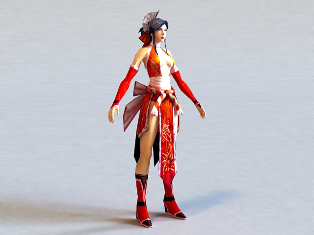 Chinese Warrior Girl 3d rendering