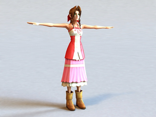 Aerith Gainsborough - Final Fantasy character 3d rendering