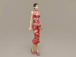 Traditional Chinese Woman 3d model preview