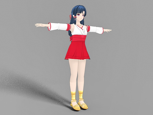Cute Anime Girl 3d rendering