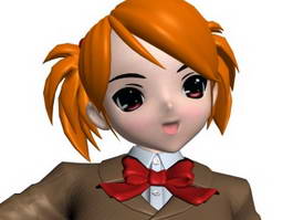 Cute Anime Schoolgirl 3d model preview