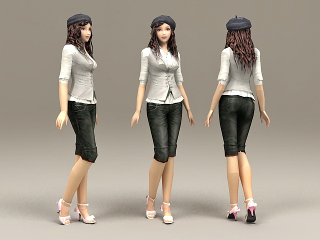 Casual Asian Girl 3d rendering