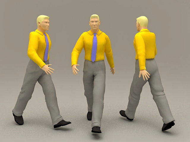Business Man with Yellow Shirt 3d rendering