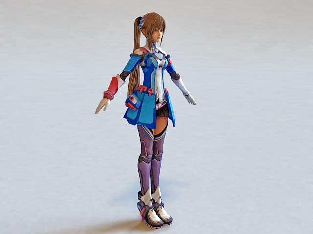 Cool Anime Girl Fighter 3d rendering