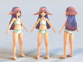 Cute Anime Elf Girl 3d model preview