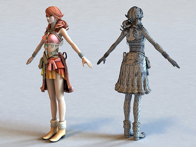Vanille Final Fantasy Character 3d rendering