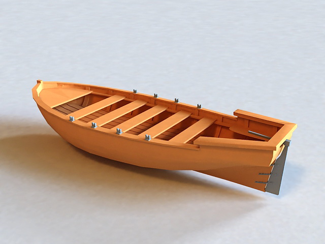 Wooden Boat 3d model 3ds Max files free download