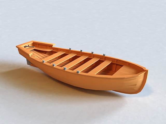 Wooden Boat 3d model 3ds Max files free download 