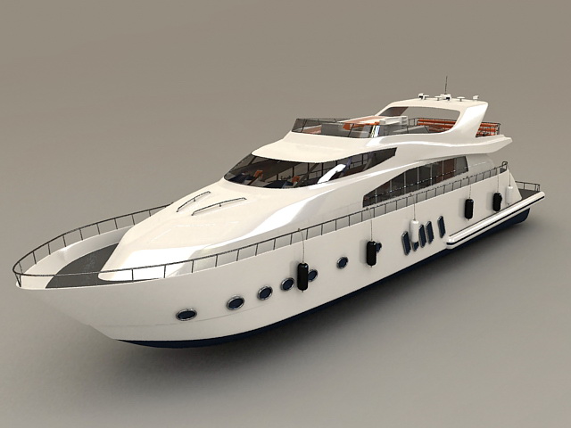 Luxury Yacht Boat 3d model 3ds Max files free download 