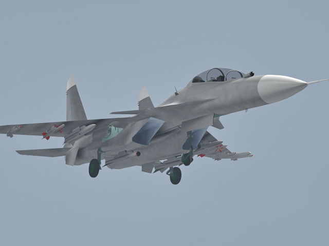 Sukhoi Su-30 Fighter Aircraft 3d rendering