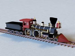 Old Vintage Train and Rail 3d model preview