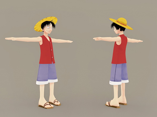 Monkey D. Luffy One Piece Character 3d rendering