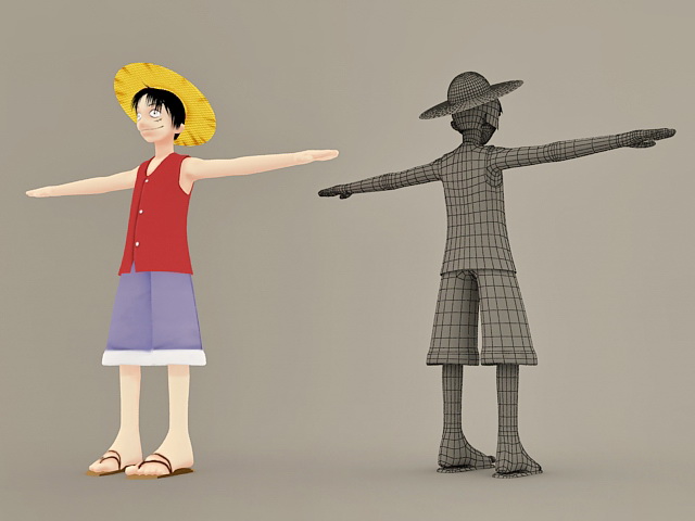 Monkey D. Luffy One Piece Character 3d rendering