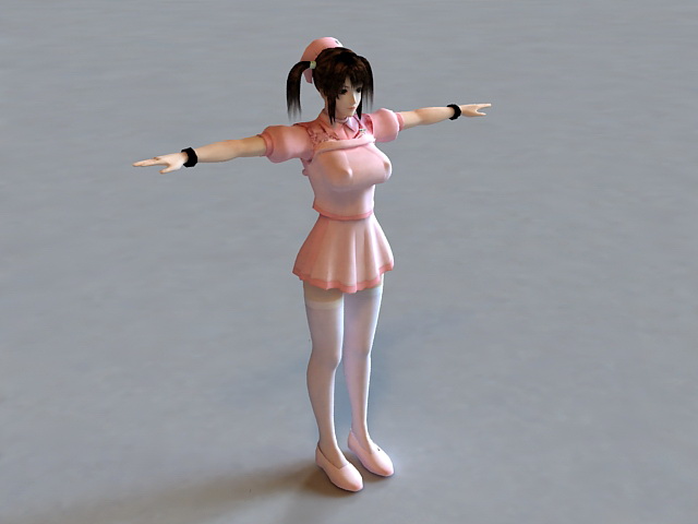 Cute Anime Girl Nurse 3d model 3ds Max files free download 
