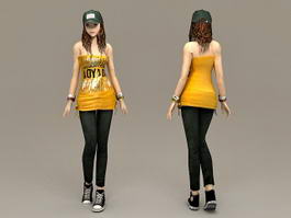 Casual Girl Standing 3d model preview