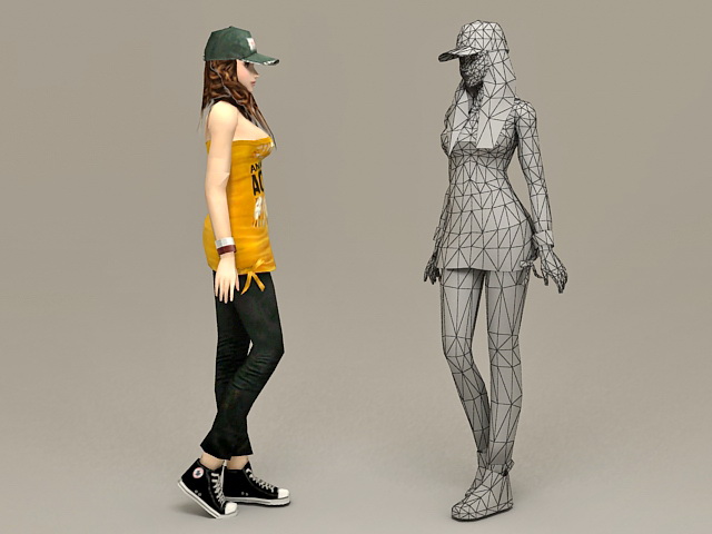 Casual Girl Standing 3d rendering