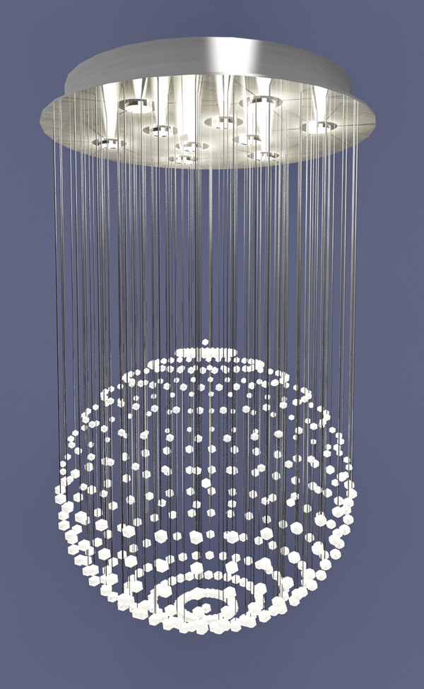 Rain Drop Crystal Chandelier 3d rendering