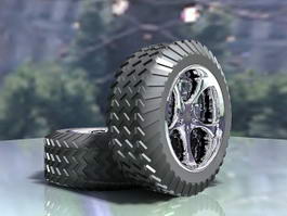 Truck Tires and Wheels 3d model preview