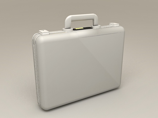 Silver Aluminum Briefcase 3d rendering