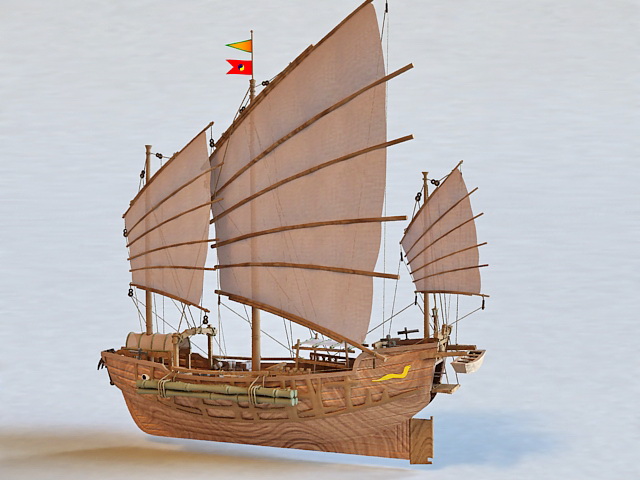 Chinese Sailing Vessel 3d rendering