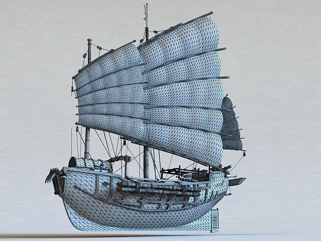 Chinese Sailing Vessel 3d rendering