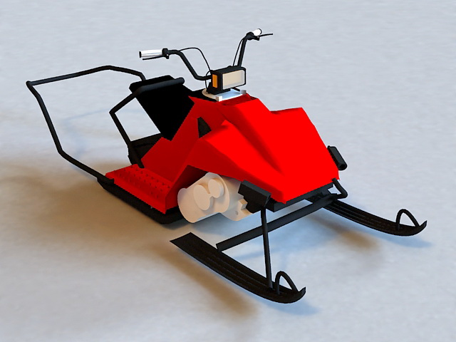 Red Snowmobile 3d rendering