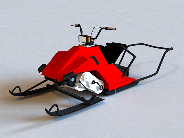 Red Snowmobile 3d rendering