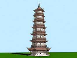 Ancient Chinese Pagoda 3d model preview