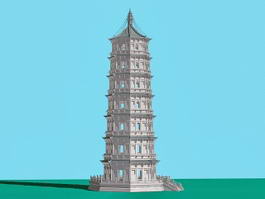 Ancient China Pagoda 3d model preview