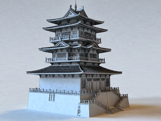 Chinese Pagoda Architecture 3d rendering
