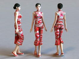 Traditional Chinese Dress Girl 3d model preview