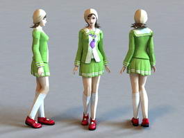Cute Skirt Girl 3d model preview