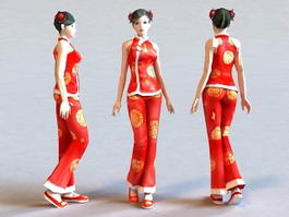 Chinese New Year Girl 3d model preview