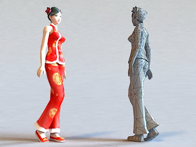 Chinese New Year Girl 3d rendering