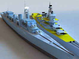Naval Warship 3d model preview