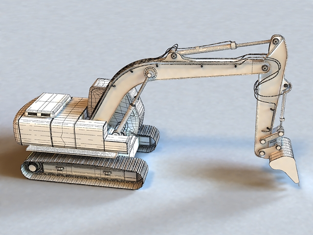 Compact Excavator 3d rendering