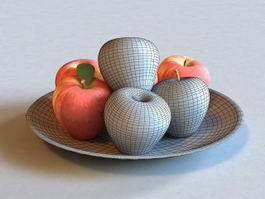 Apples on Plate 3d model preview