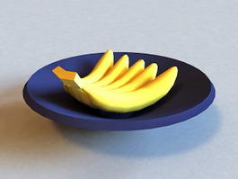 Bananas On Plate 3d model preview