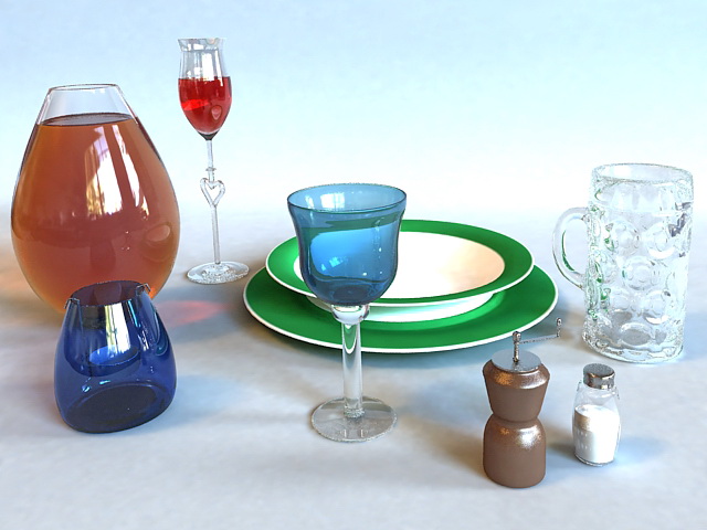 Glasses Tableware 3d rendering