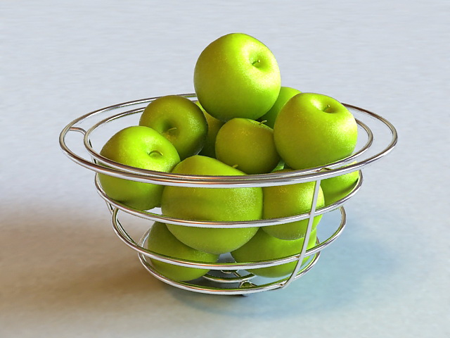 Apples in Wire Basket 3d rendering