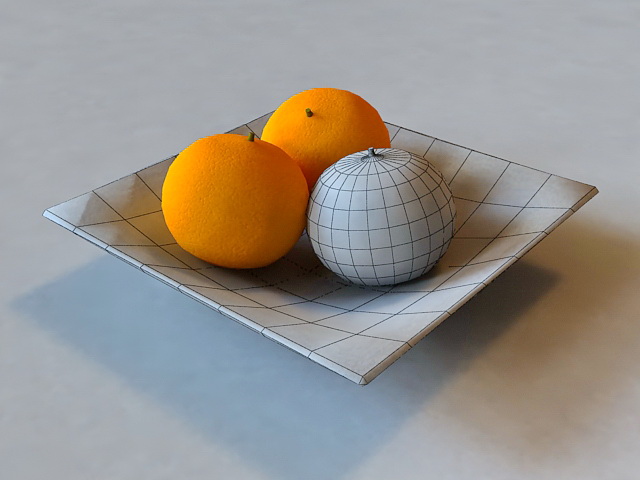 Orange on Plate 3d rendering