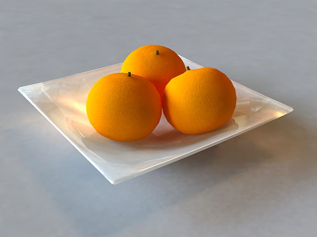 Orange on Plate 3d rendering
