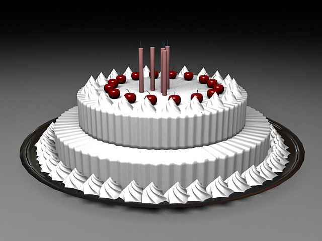 Happy Birthday Cake with Candles 3d rendering