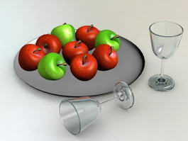Wine Glass And Apple 3d preview