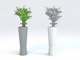 Tall White Vase Plant 3d model preview