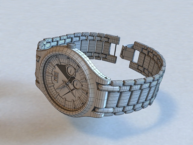 Men Wristwatch 3d model 3ds Max files free download - modeling 37507 on ...