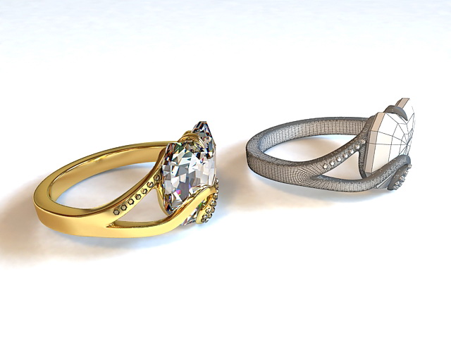Diamond Wedding Ring 3d rendering